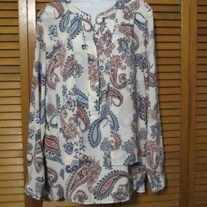 Metaphor top feminine long sleeve V neck paisley print blouse like new size XL